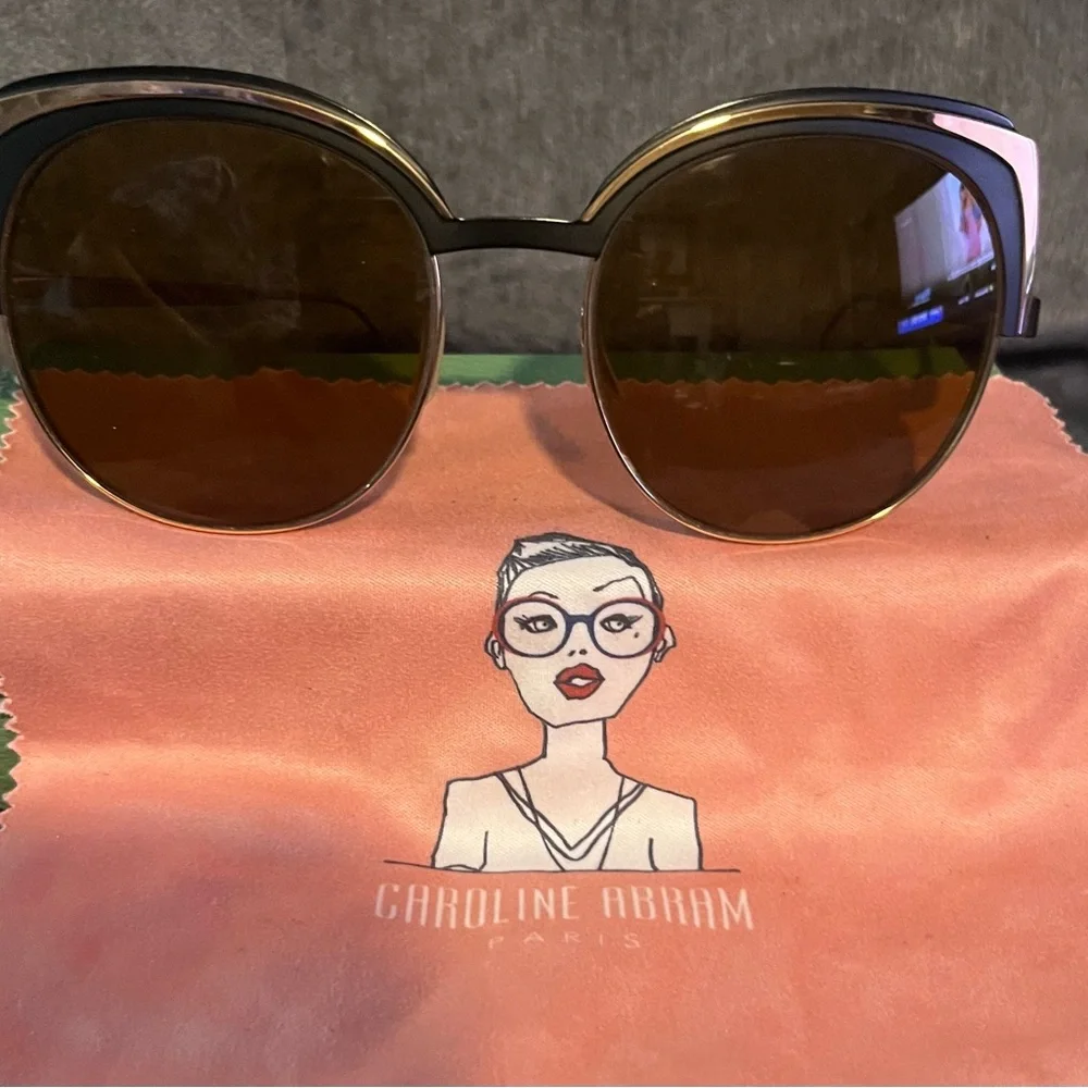Vintage Caroline Abram Paris Women's Sunglasses - Black and Gold with RX lenses